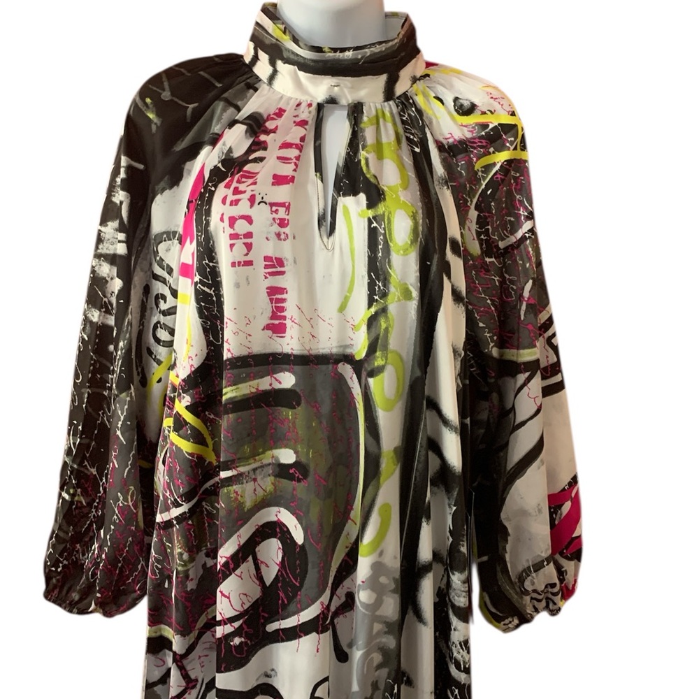 Gabrielle Union Abstract Print Dress with Tie Detail M - Picture 2 of 8